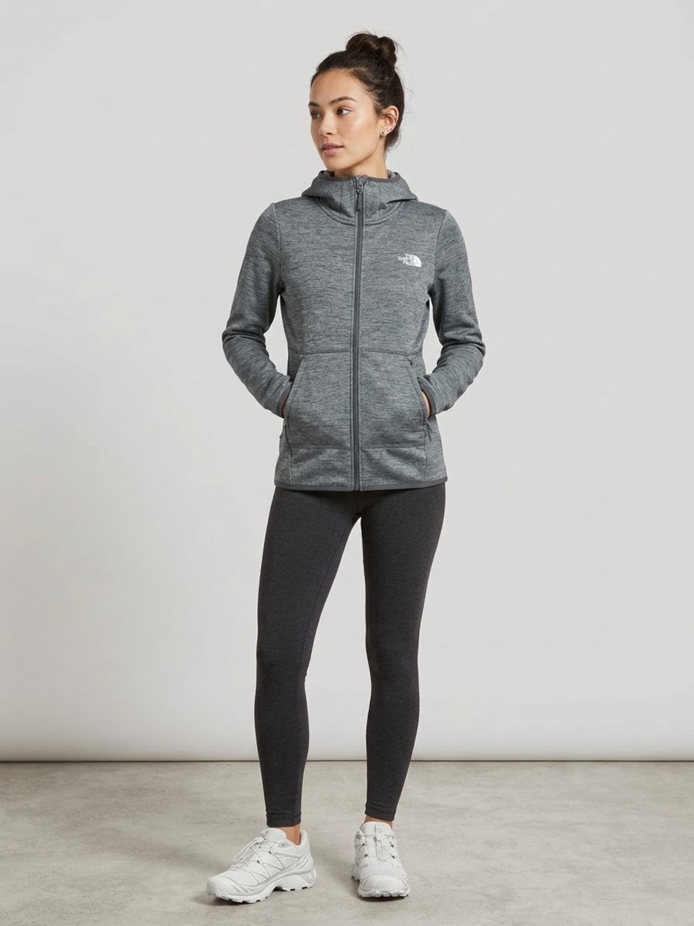 The North Face Women’s Heather Grey Hooded Full-Zip Jacket
